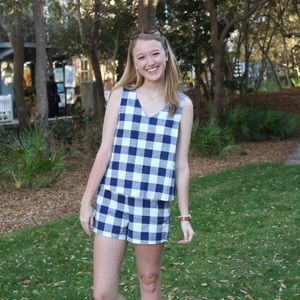 Navy Gingham Two-Piece Set